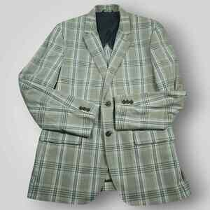 Tasso Elba Blazer Sport Coat Mens 42R Slim Fit Lightweight Deconstructed Plaid